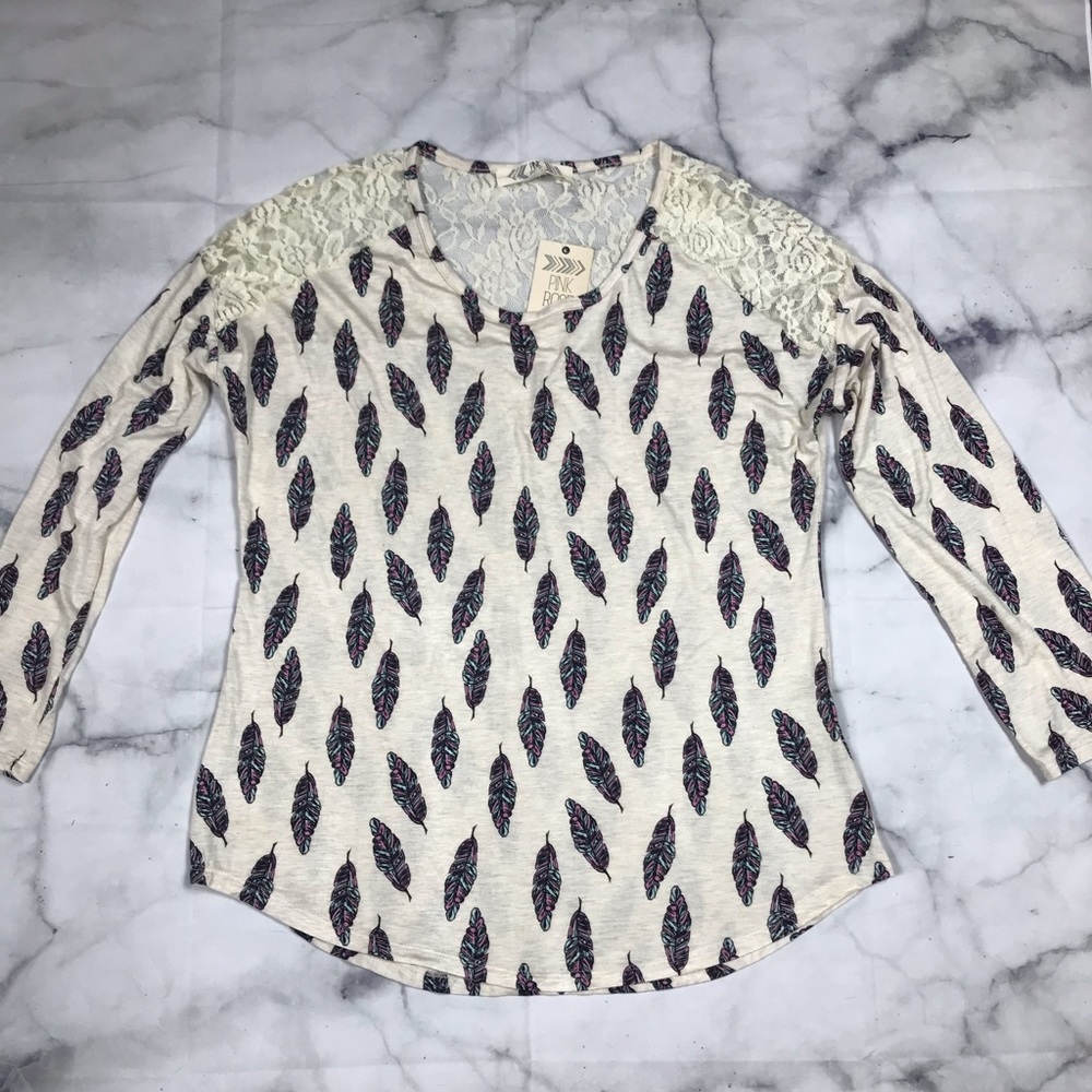 Pink Rose multicolored womens long sleeve top
